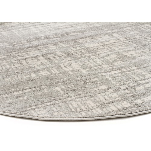 Parishan Silver & Grey Power Loomed Modern Round Rug
