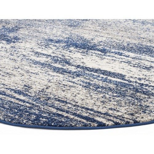 Arjan Navy Power Loomed Modern Round Rug