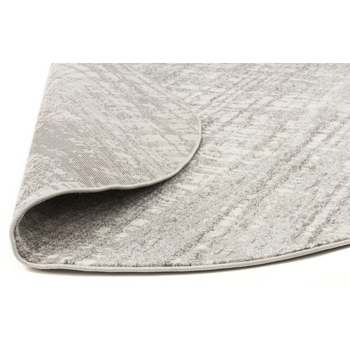 Parishan Silver & Grey Power Loomed Modern Round Rug