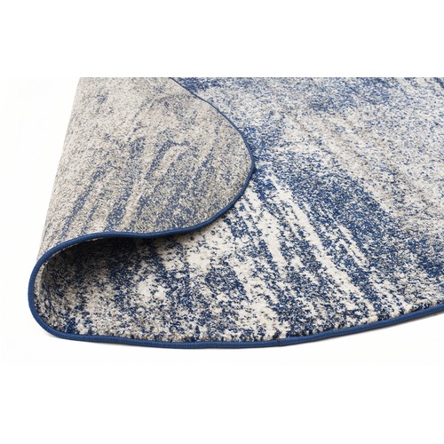 Arjan Navy Power Loomed Modern Round Rug
