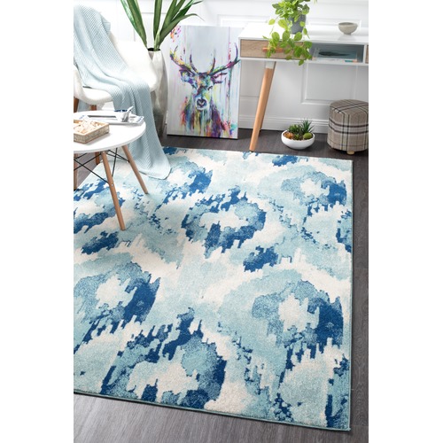 Network Kioga Blue Ikat Power Loomed Modern Rug Temple & ster