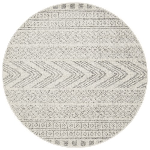Lena Grey Power Loomed Modern Round Rug