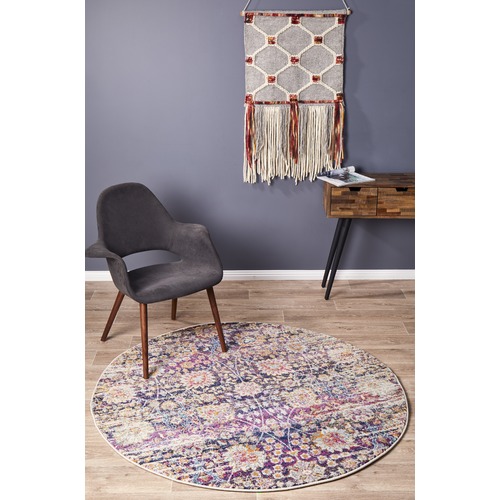 Zaire Colourful Power Loomed Modern Round Rug