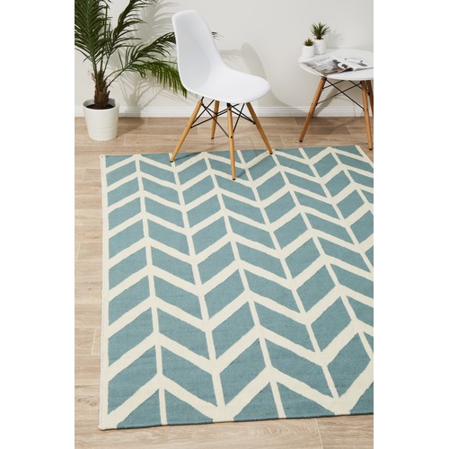 Chevron Flat Weave Rug Blue