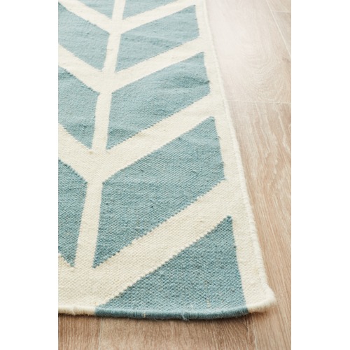 Chevron Flat Weave Rug Blue