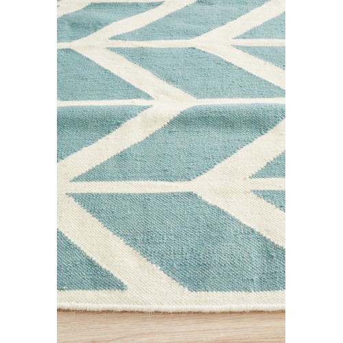 Chevron Flat Weave Rug Blue
