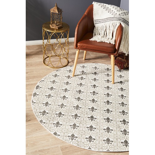 Network Rugs Silver Fleur de Lys Hand Braided Cotton Rug Temple & Webster