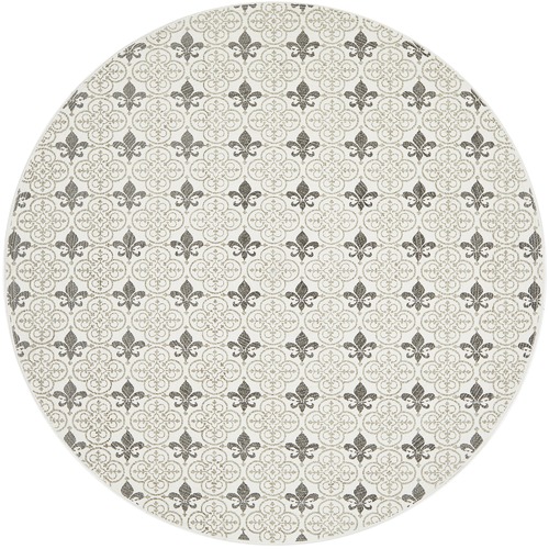 Silver Fleur de Lys Hand Braided Cotton Rug