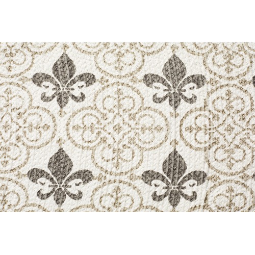 Silver Fleur de Lys Hand Braided Cotton Rug