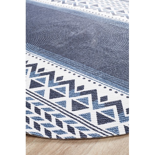 Navy Naval Hand Braided Cotton Rug