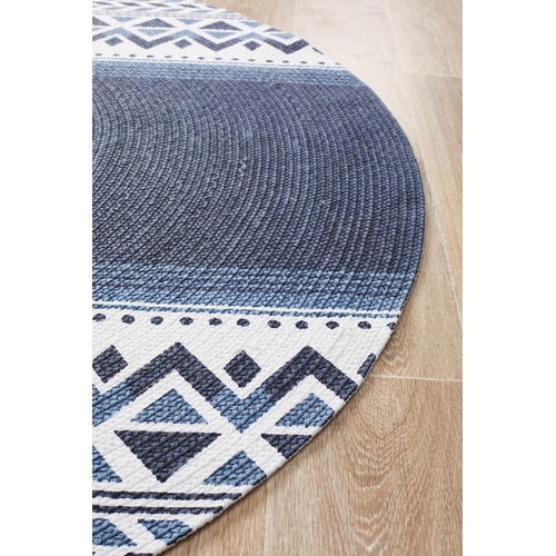 Navy Naval Hand Braided Cotton Rug