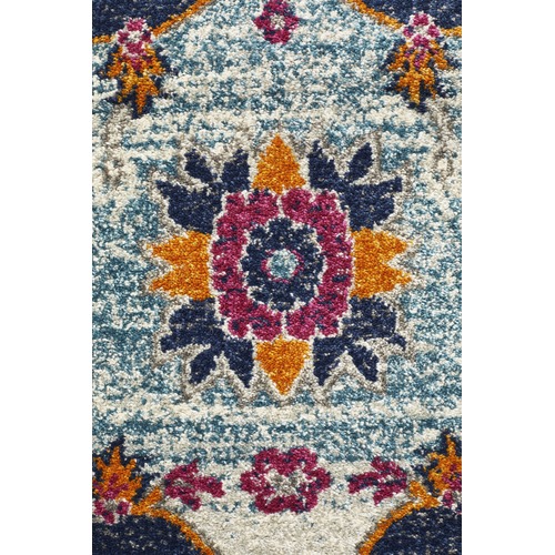 Rust & Navy Tulip Vintage Look Round Rug
