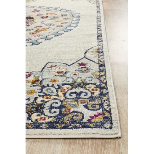Ivory Medallion Vintage Look Round Rug