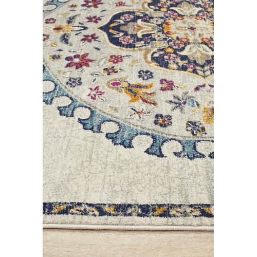Ivory Medallion Vintage Look Round Rug