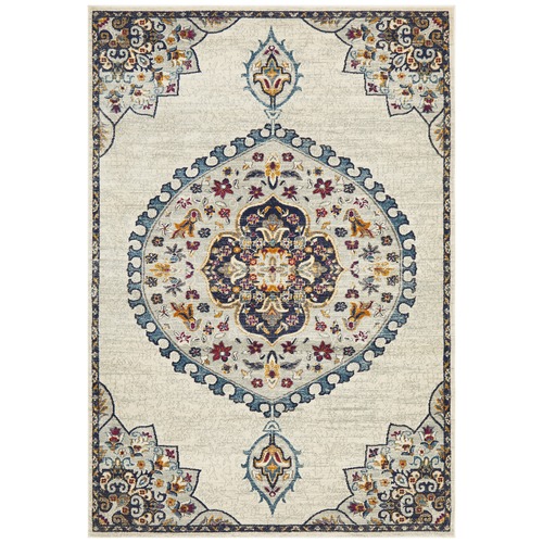 Ivory Medallion Vintage Look Round Rug