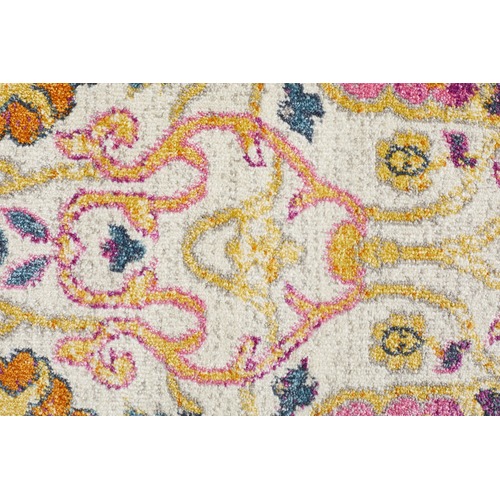 Multi-coloured Spring Vintage Look Round Rug