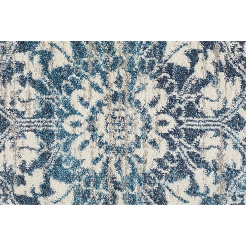 Network Rugs Sky Blue Florette Vintage Look Round Rug | Temple & Webster