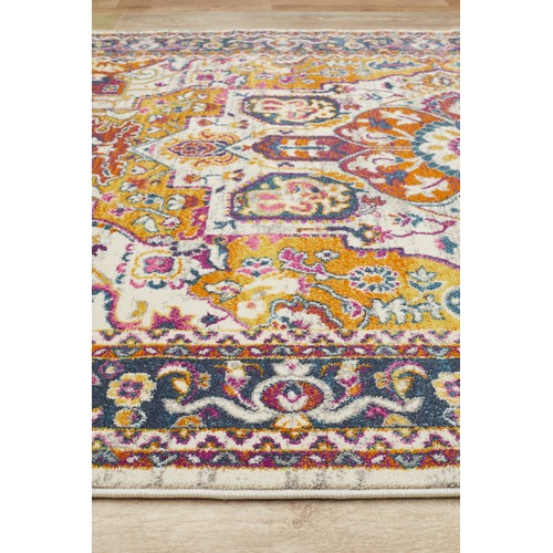 Multi-coloured Rust Florette Vintage Look Round Rug