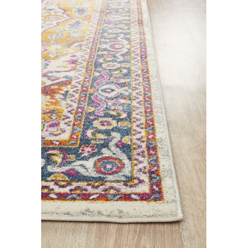 Multi-coloured Rust Florette Vintage Look Round Rug