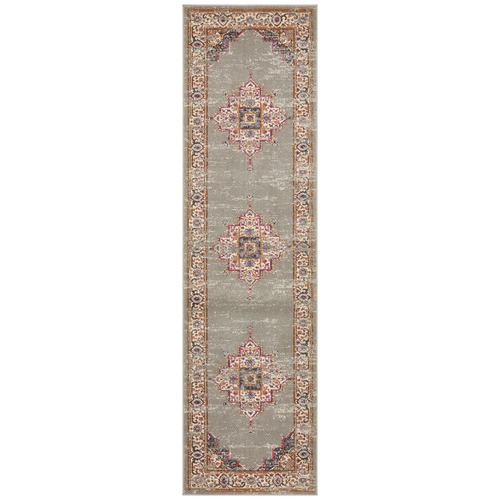 Grey Oriental Vintage Look Runner