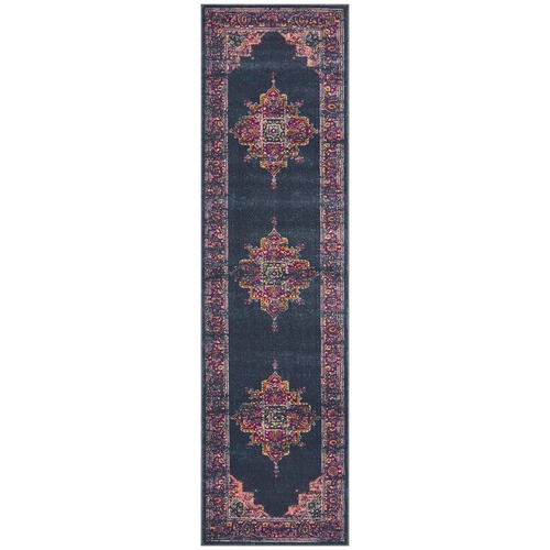 Navy & Fuchsia Oriental Vintage Look Runner