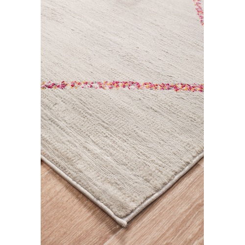 Silver & Pink Pastel Boho Geometric Rug