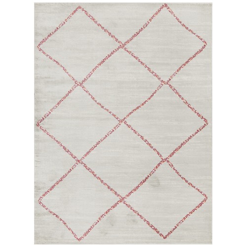 Silver & Pink Pastel Boho Geometric Rug