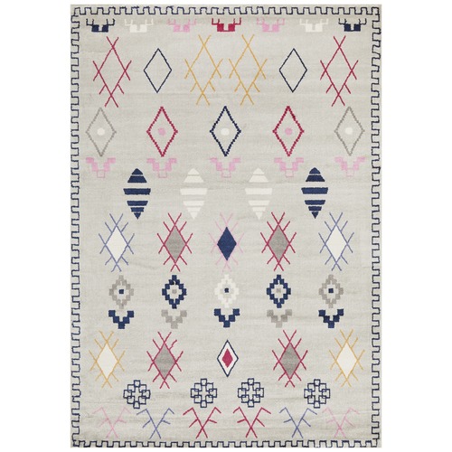 Network Grey & Pastel Boho Tribal Rug | Temple & Webster