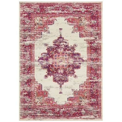 Pink & Ivory Oriental Vintage Look Rug