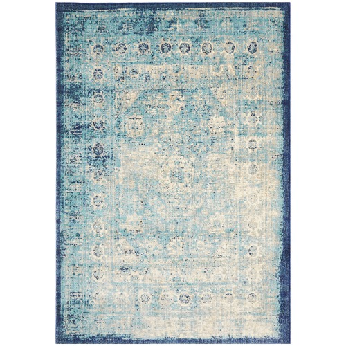 Blue Vintage Look Power Loomed Rug