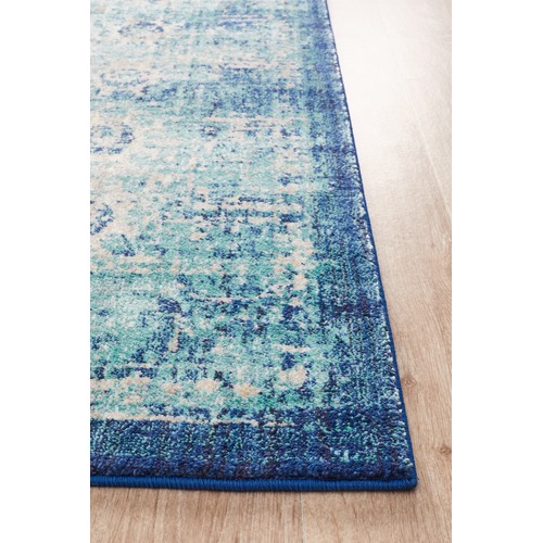 Blue Vintage Look Power Loomed Rug