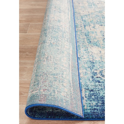 Blue Vintage Look Power Loomed Rug