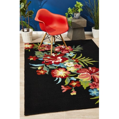 Dori-Black-and-Tropical-Hand-Tufted-Indoor-Outdoor-Rug