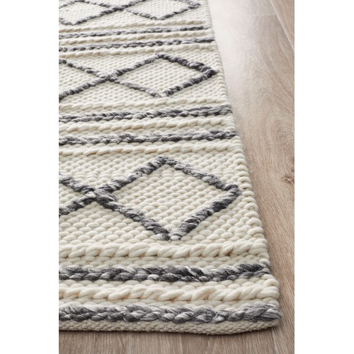 Network Rugs Emilee Natural White Hand Woven Flatweave Wool & Viscose