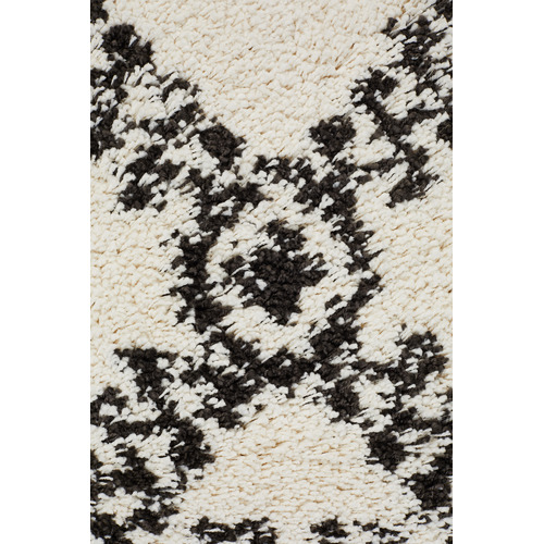 Monochrome Rabia Fringed Tribal Style Rug