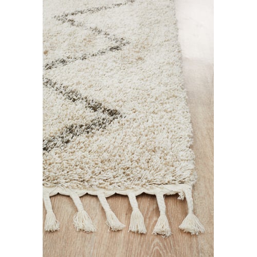 Natural Tan & Brown Buchra Fringed Rug