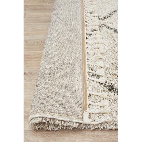 Natural Tan & Brown Buchra Fringed Rug