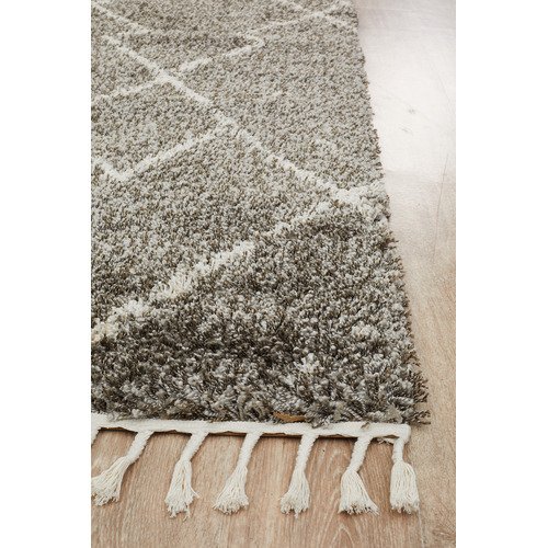 Pebble Grey Samira Fringed Rug