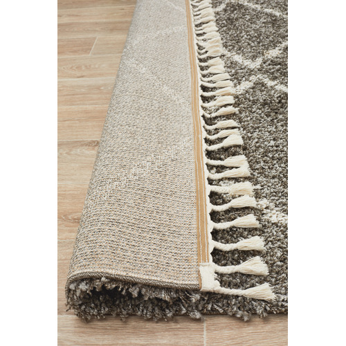 Pebble Grey Buchra Fringed Rug