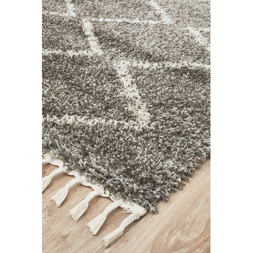 Pebble Grey Buchra Fringed Rug