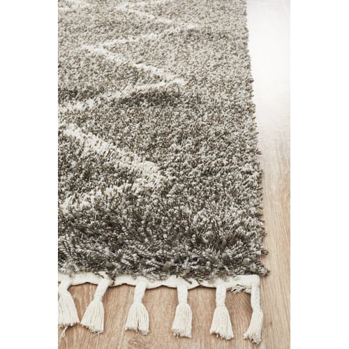 Network Rugs Pebble Grey Buchra Fringed Rug | Temple & Webster