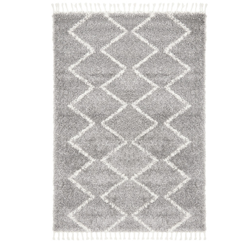 Silver & Ivory Buchra Fringed Rug