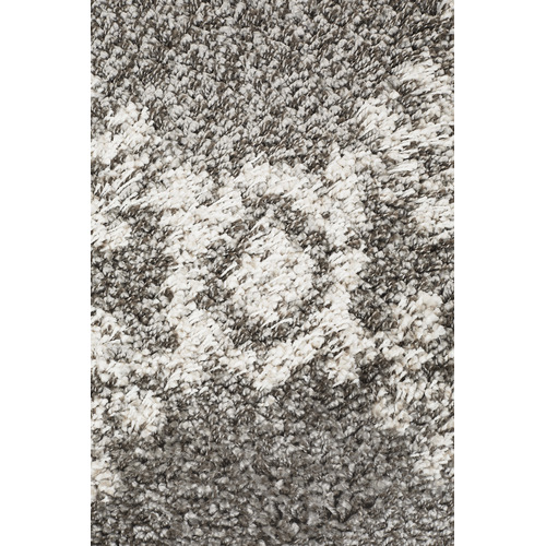 Pebble Grey Rabia Fringed Tribal Style Rug