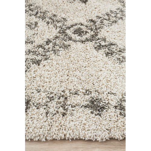Natural Tan & Brown Rabia Fringed Tribal Style Rug