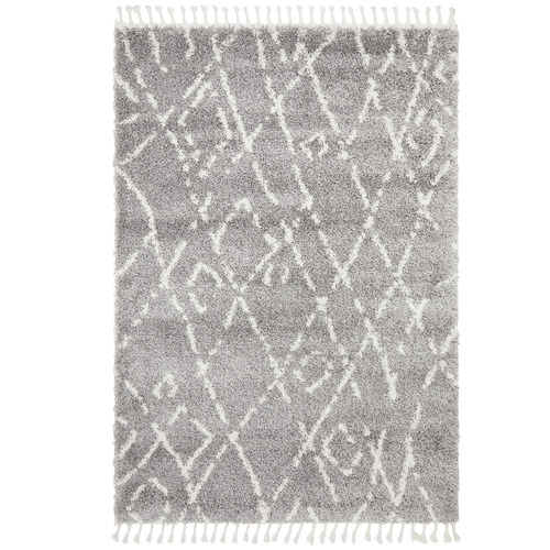 Silver & Ivory Zohra Fringed Rug