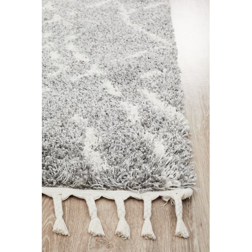 Network Rugs Silver & Ivory Zohra Fringed Rug | Temple & Webster