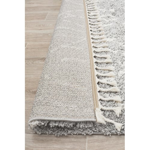 Network Rugs Silver & Ivory Zohra Fringed Rug | Temple & Webster