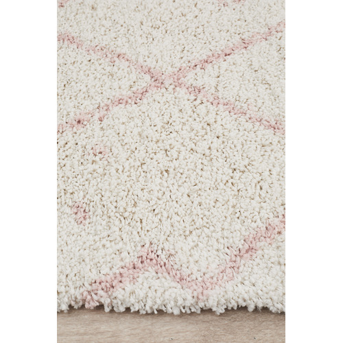 Ivory & Pink Samira Fringed Rug
