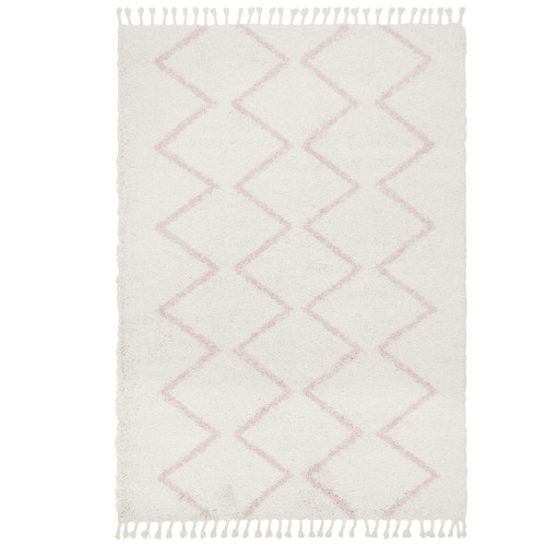 Ivory & Pink Buchra Fringed Rug