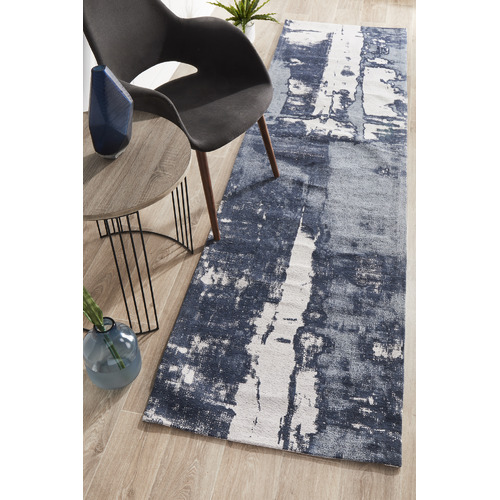 Denim Blue Matisse Jacquard Cotton & Chenille Rug